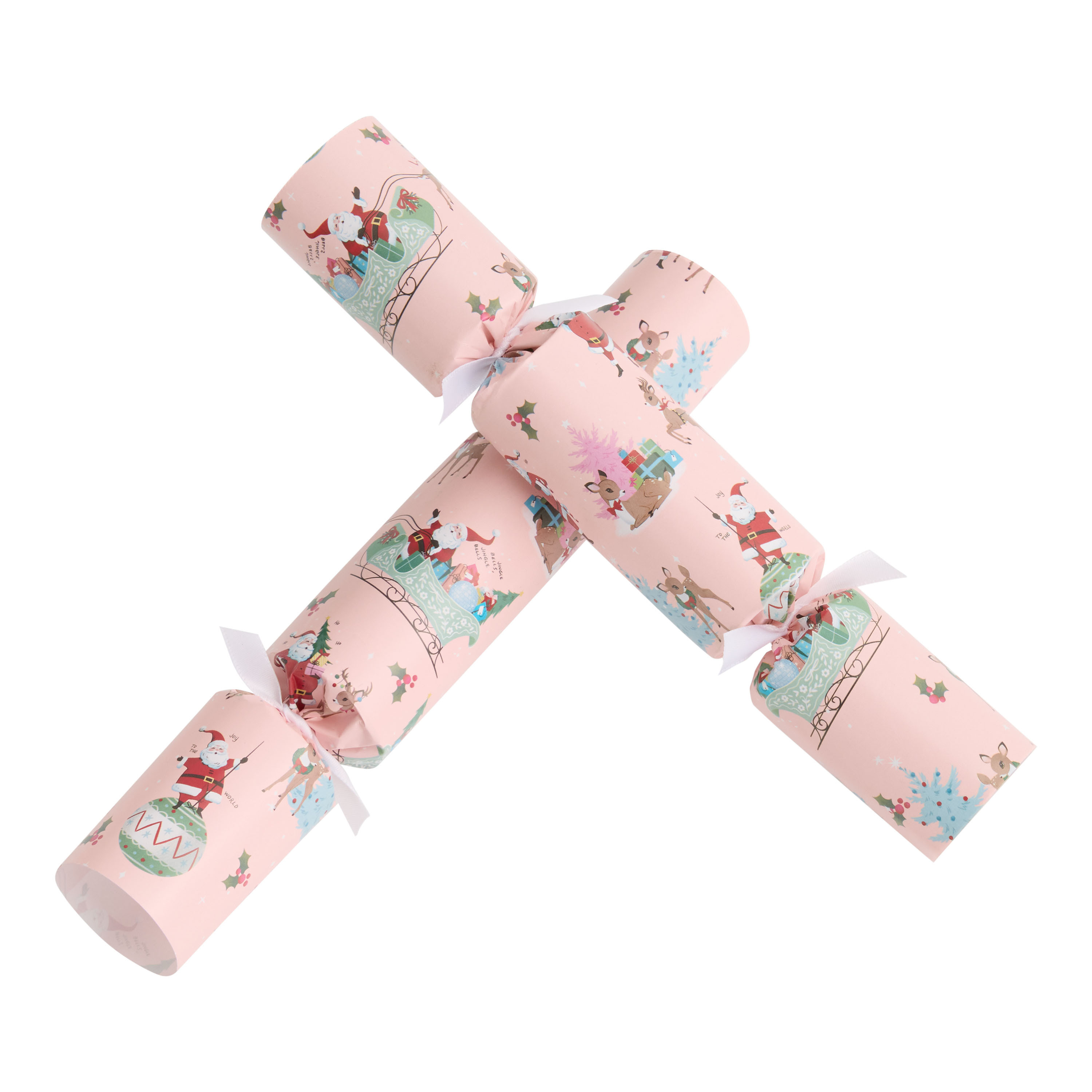 Medium Pink Retro Santa Christmas Crackers 8 Count | World Market