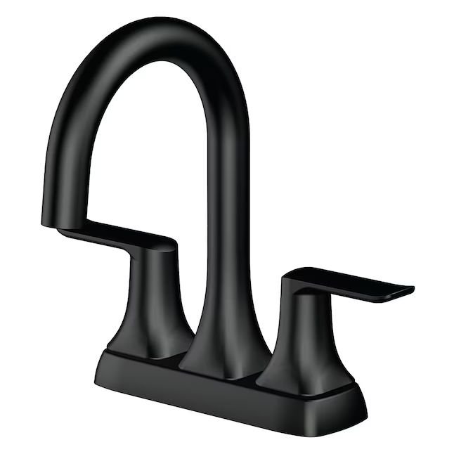 allen + roth Dunmore Matte Black 2-handle 4-in centerset WaterSense High-arc Bathroom Sink Faucet... | Lowe's