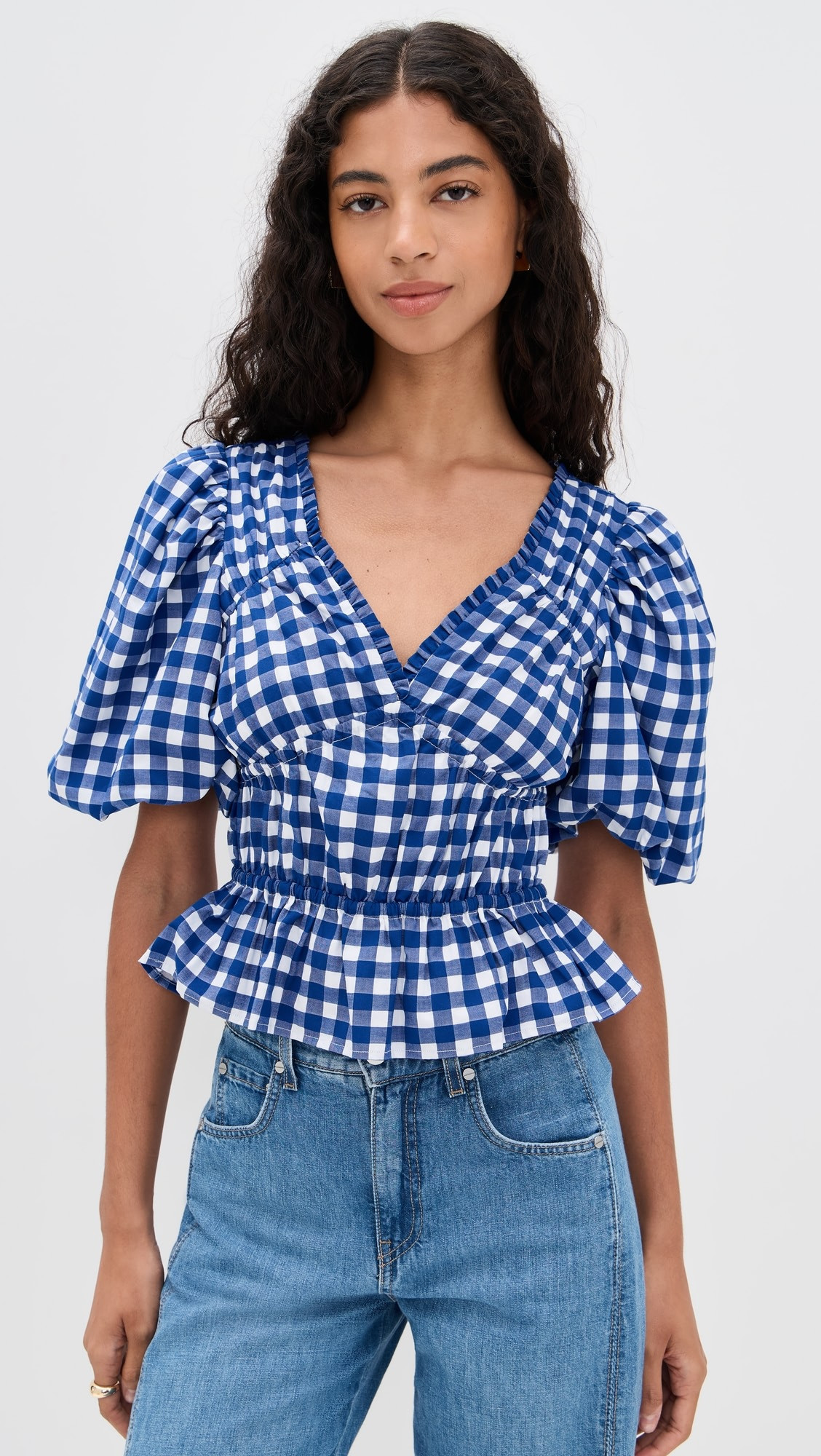 Neci Gingham V Neck Top | Shopbop