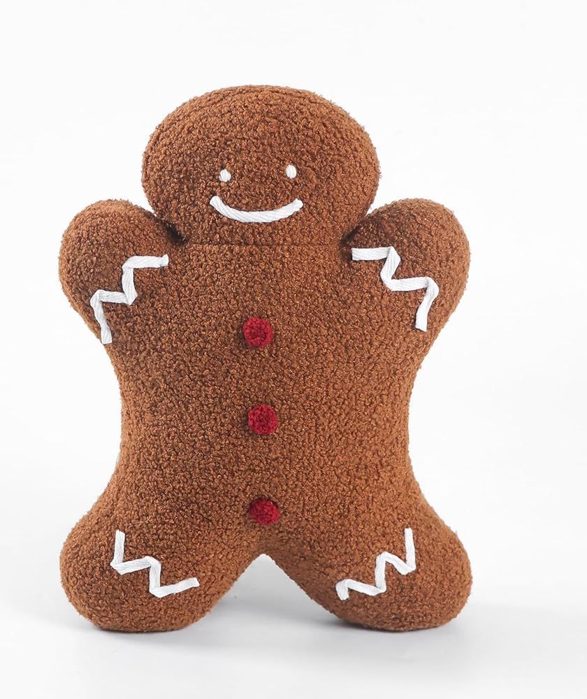 Accents Depot Christmas Decoration Cute Plush Sherpa Gingerbread Man Cushion Pillow with Filling ... | Amazon (US)
