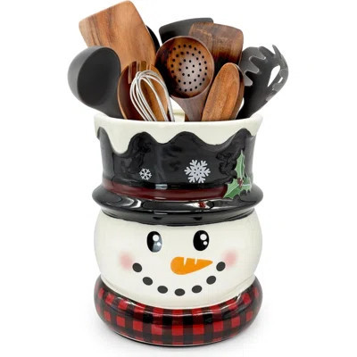 Kitchen Decorative Ceramic Snowman Tableware Rack, Cute Christmas Tableware Rack, Christmas Ceramic Tableware Jar, Suitable For Interior Kitchen Decor | Wayfair North America