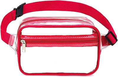 Clear Purse for Women Stadium Approved - Fanny Pack Belt Bag, Crossbody Bag Trendy (Red) | Amazon (US)