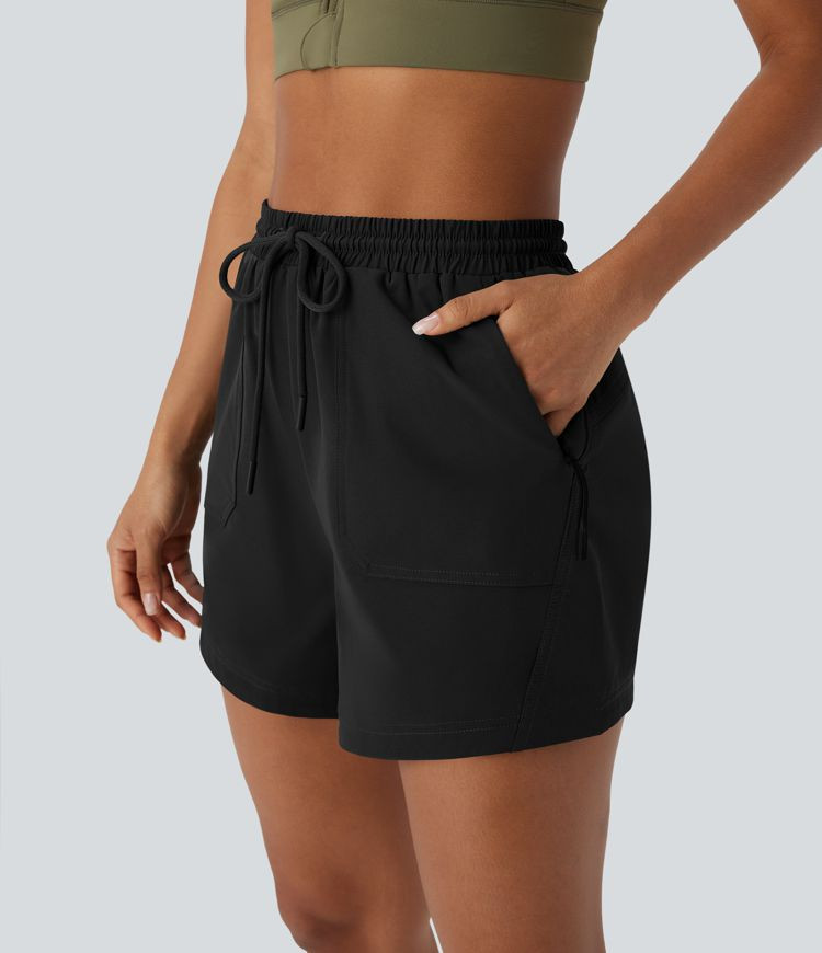 Women’s Water Repellent High Waisted Drawstring Hiking Shorts With Side Zipper Pockets  - Halar... | HALARA