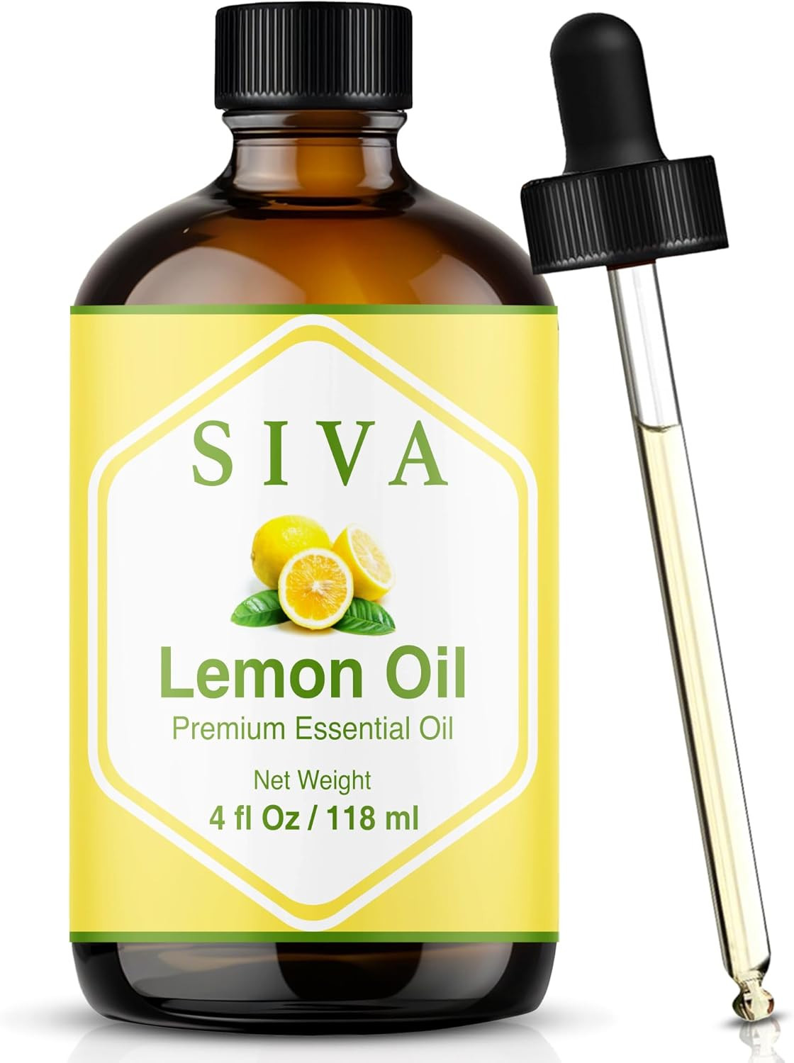 Siva Lemon Essential Oil, Glass Bottle with Dropper, 4 Fl Oz (118 ml) | Amazon (US)