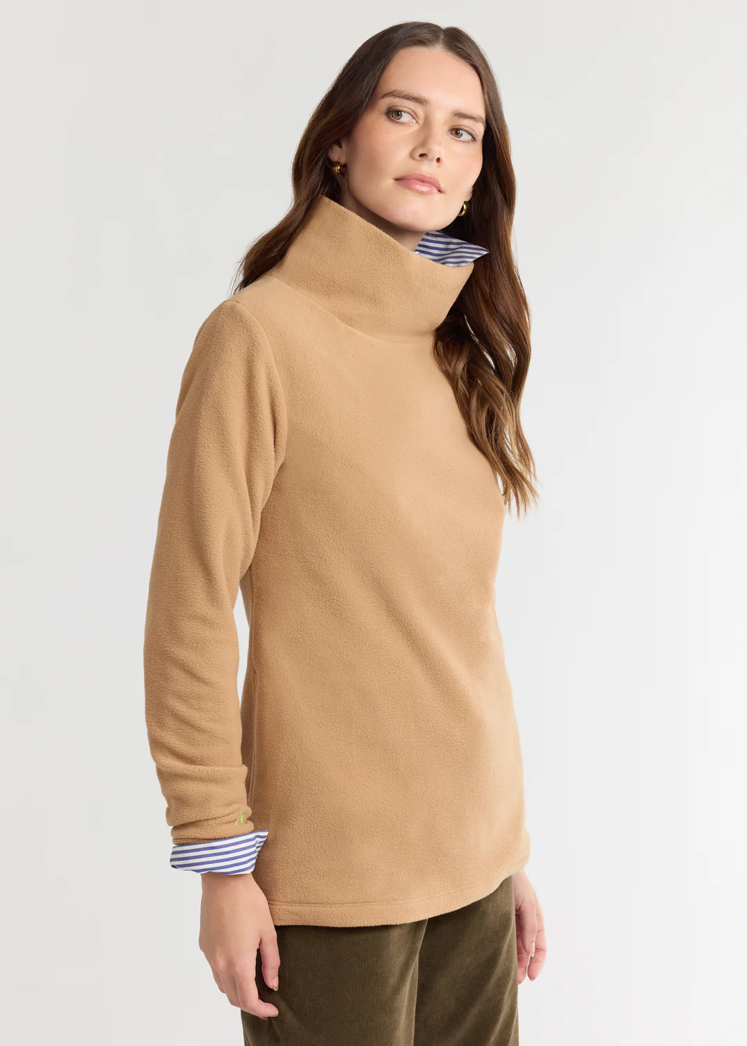 Cobble Hill Turtleneck in Vello Fleece (Camel) | Dudley Stephens