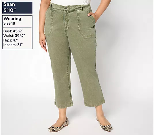 LOGO by Lori Goldstein Regular Stone Wash Ankle Pants - QVC.com | QVC