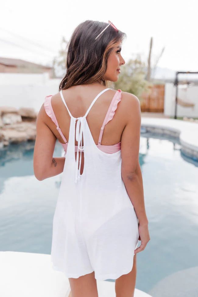 South Beach Swimsuit Romper White Coverup | The Pink Lily Boutique