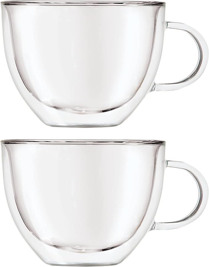 Oggi Set of 2 Double Walled Insulated 16-Ounce Borosilicate Glass Cappuccino Mugs | Amazon (US)