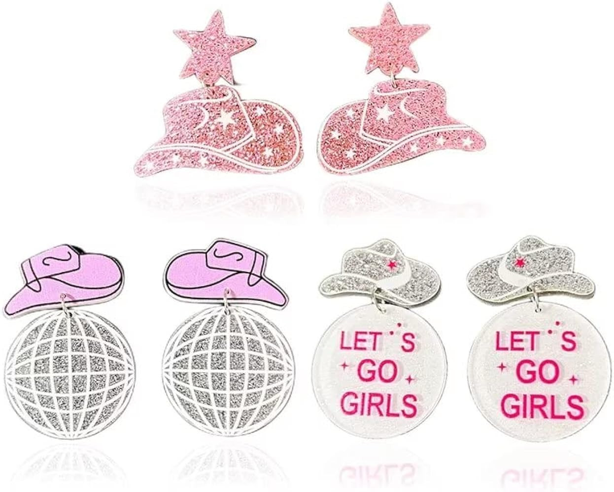 2-3 Pairs Western Earrings For Women Girls Cowgirl Cowboy Drop Dangle Earrings Disco Acrylic Howd... | Amazon (US)