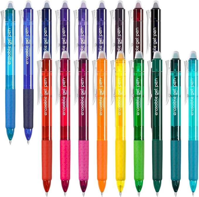 Vanstek 18 Colors Retractable Erasable Gel Pens Clicker, Fine Point(0.7), Make Mistakes Disappear... | Amazon (US)