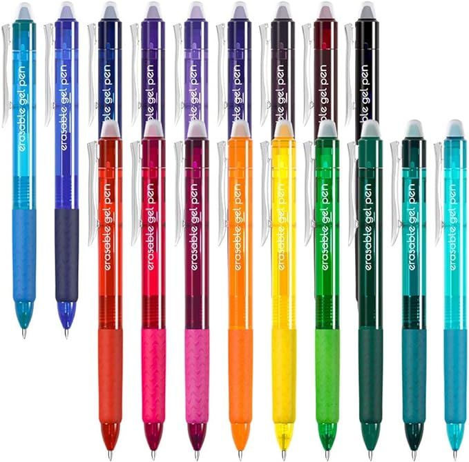 Vanstek 18 Colors Retractable Erasable Gel Pens Clicker, Fine Point(0.7), Make Mistakes Disappear... | Amazon (US)