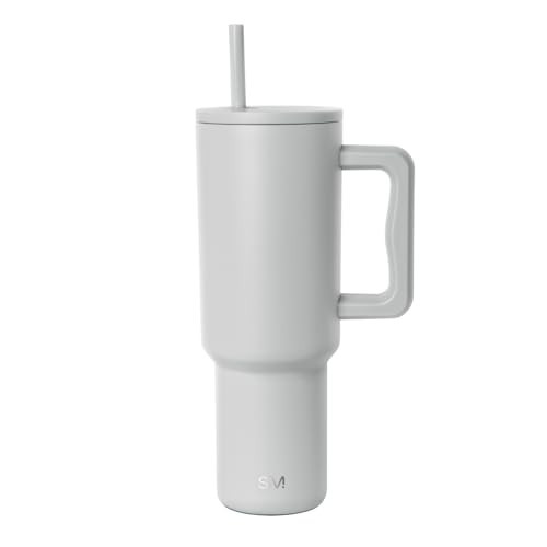 Simple Modern 40 oz Trek Tumbler with Handle and Straw Lid | Cup Holder Friendly Insulated Stainless Steel Travel Mug | Ice Gray | Amazon (US)