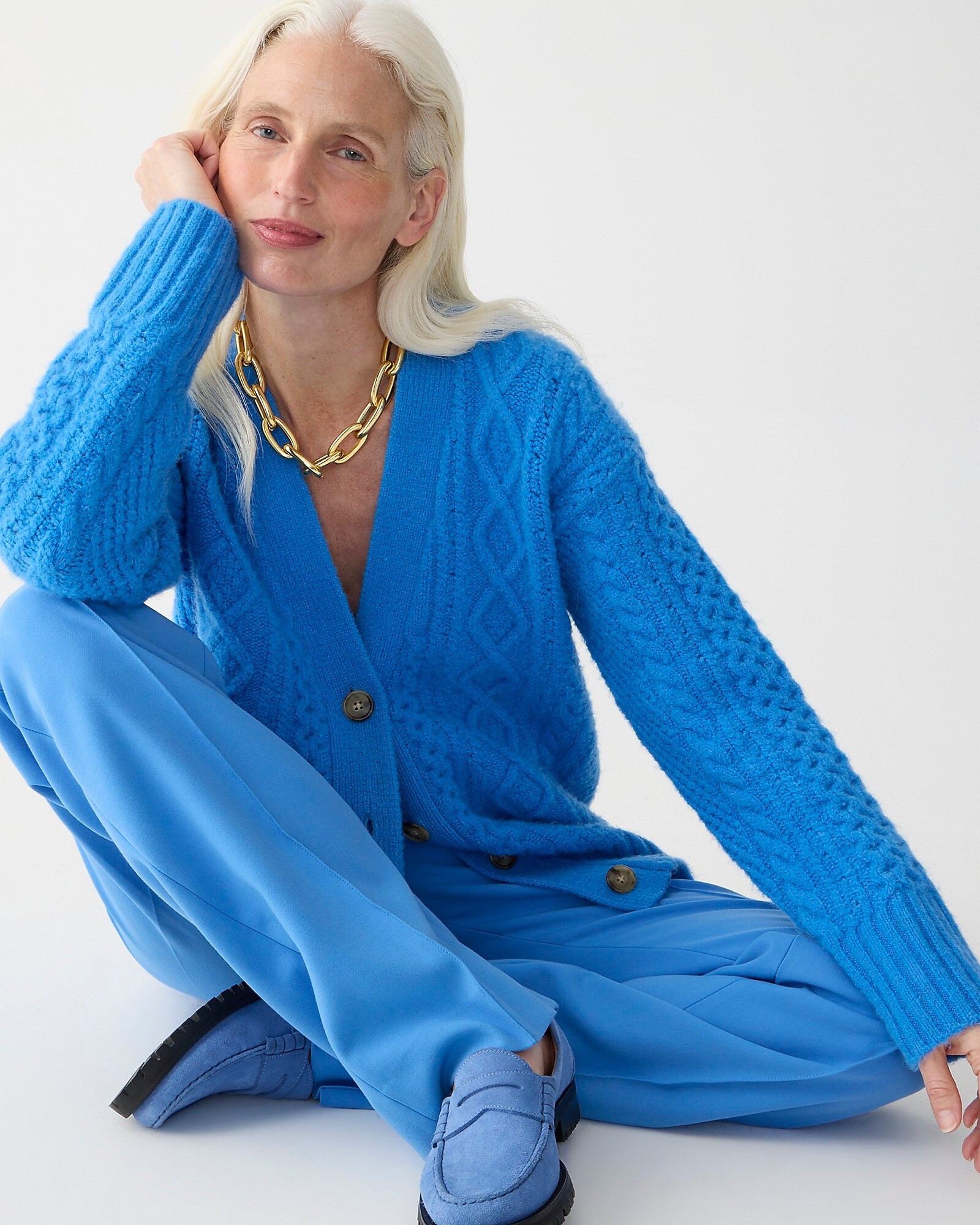 Cable-knit stretch cardigan sweater | J. Crew US