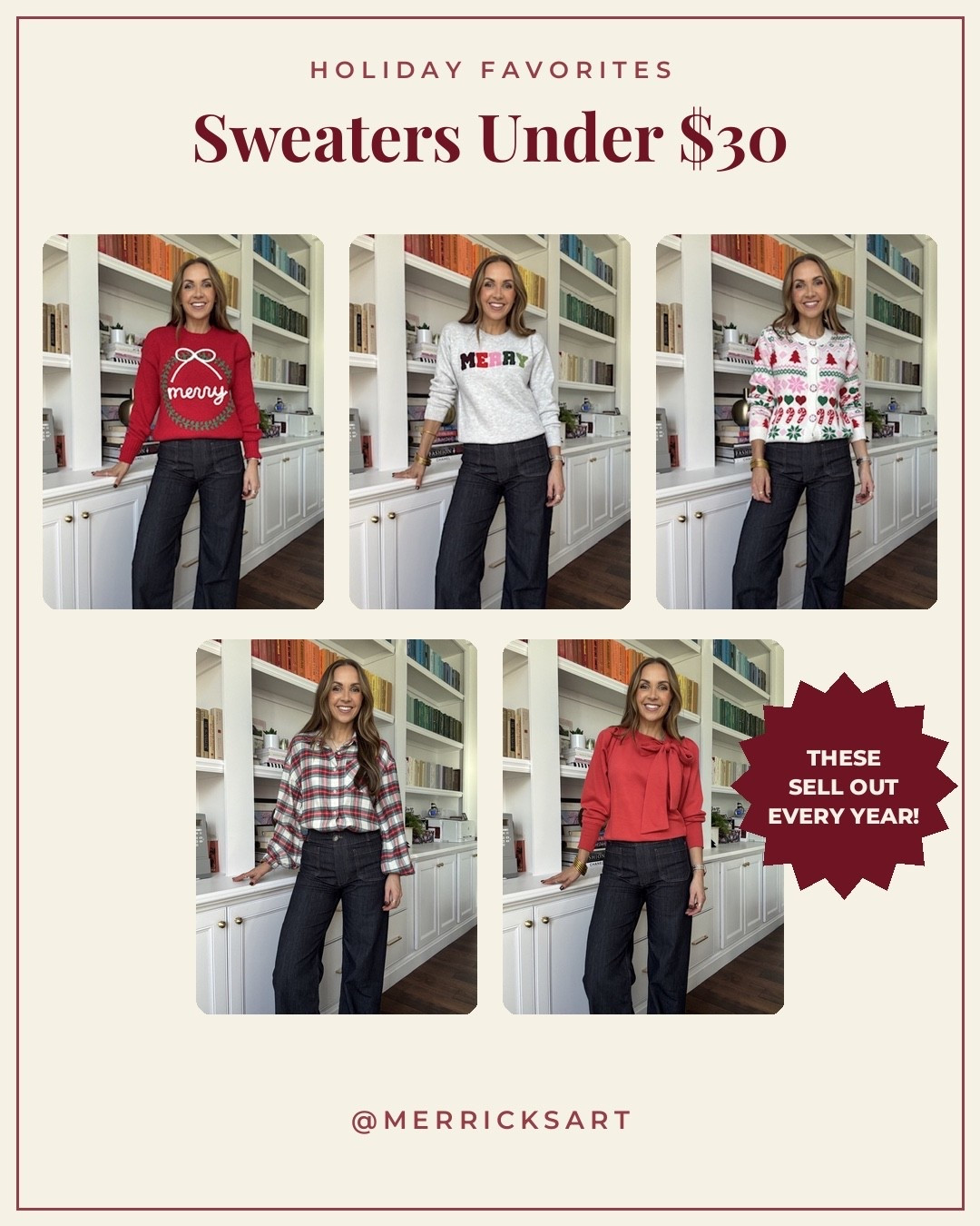 @Walmart released their holiday sweaters and I always grab a few to wear through the holidays. Here are my favorite, I am in a small in each!