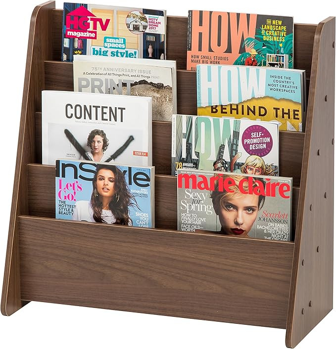 IRIS USA Wide 4 Pocket Magazine Rack, Brown | Amazon (US)