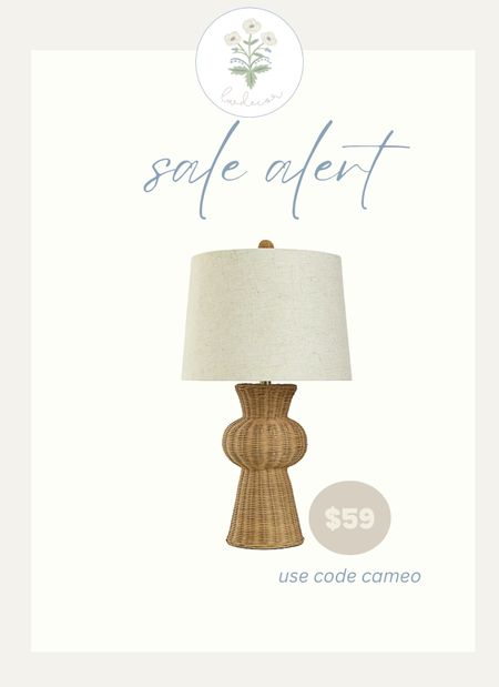 SALE ALERT! this stunning woven lamp is on sale for $59! I love the beautiful silhouette of the base - coastal chic. Use code CAMEO. 

#LTKfindsunder100 #LTKhome #LTKsalealert