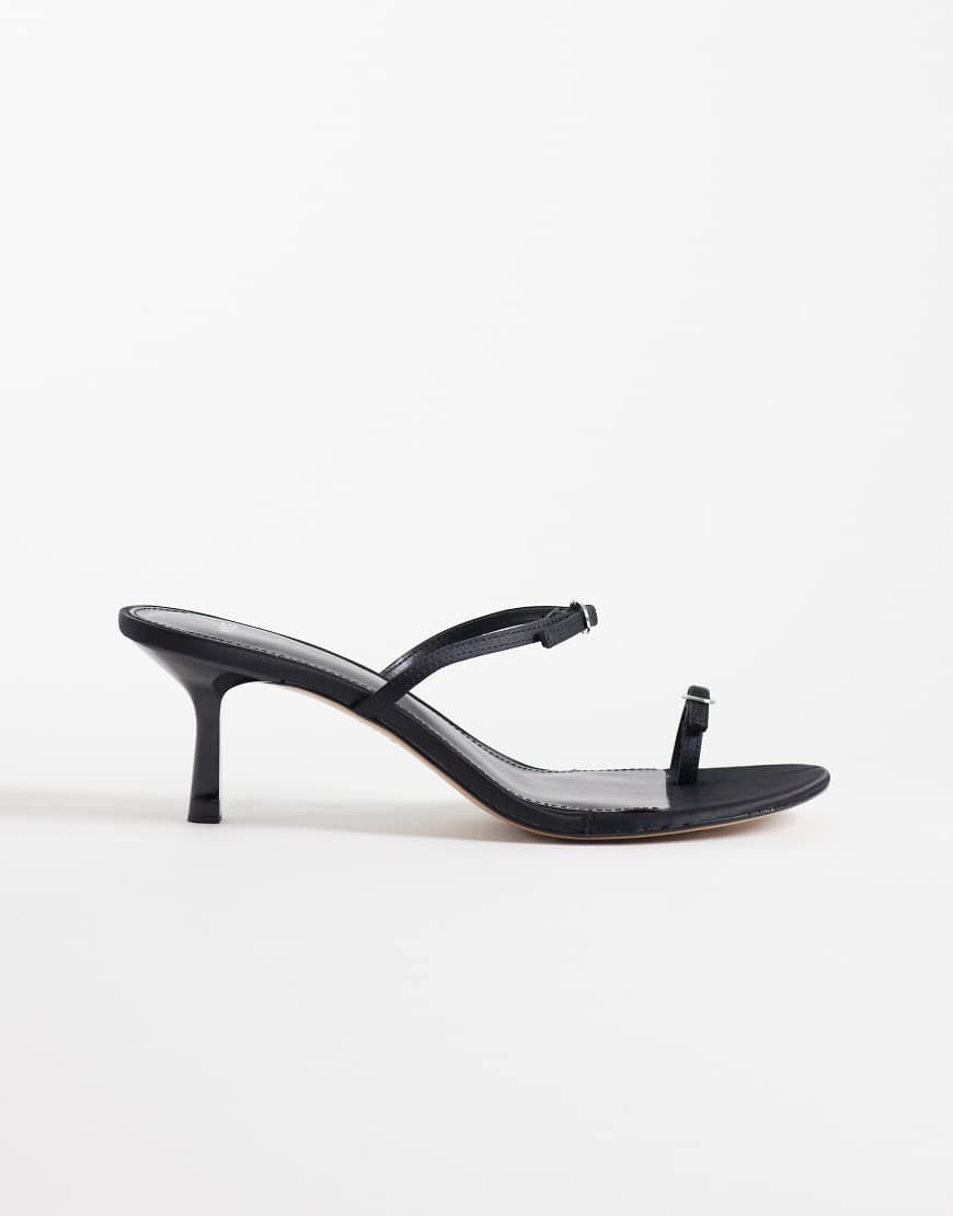 Mango minimal heeled sandals with buckles in black | ASOS (Global)