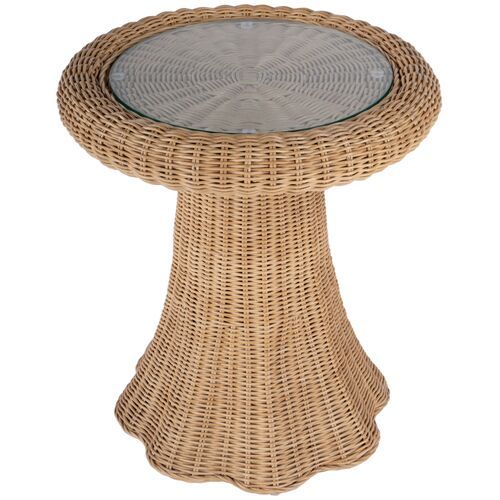 Sunny Scallop Rattan End Table, Natural | One Kings Lane