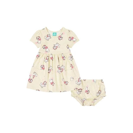 Marie Aristocats Baby Girl Viscose French Terry Dress and Panty Set, Sizes 0-24 Months | Walmart (US)