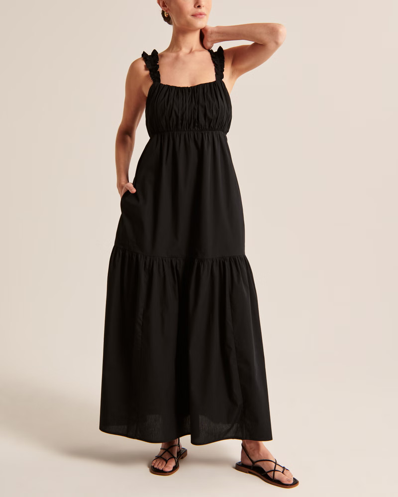 Bow Back Poplin Maxi Dress | Abercrombie & Fitch (US)