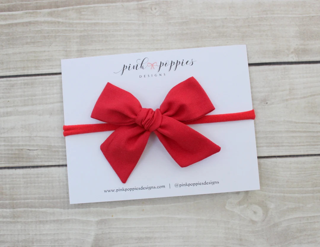Classic Red Headband, Red Cotton Hair Bow, Red Baby Bow, Red Bow Headband, Red Newborn Headband, ... | Etsy (US)