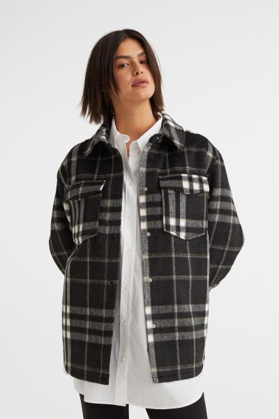 Shacket - Black/white plaid - Ladies | H&M US | H&M (US + CA)
