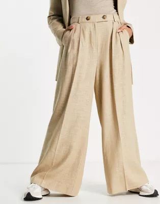 Topshop linen slouch pant in neutral | ASOS (Global)