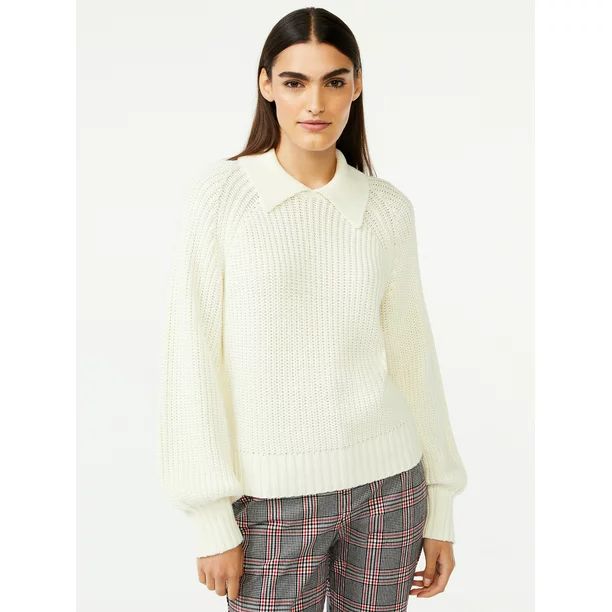 Free Assembly Women’s Polo Sweater with Long Raglan Sleeves | Walmart (US)