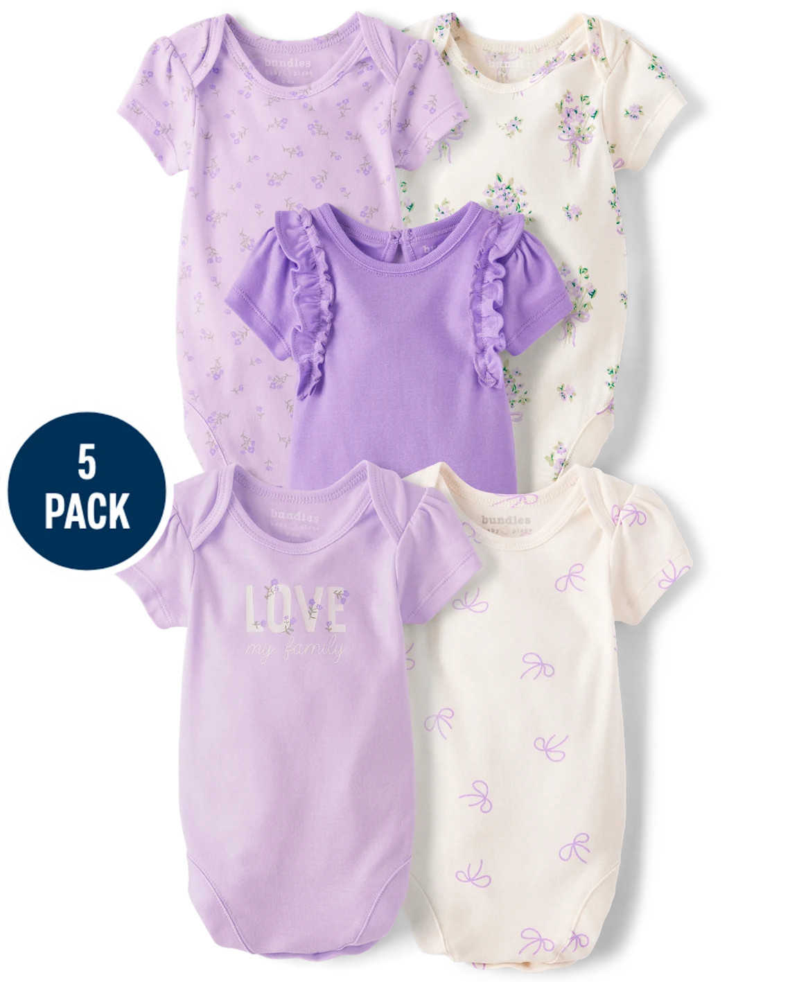 Baby Girls Floral Bodysuit 5-Pack - purple | The Children's Place