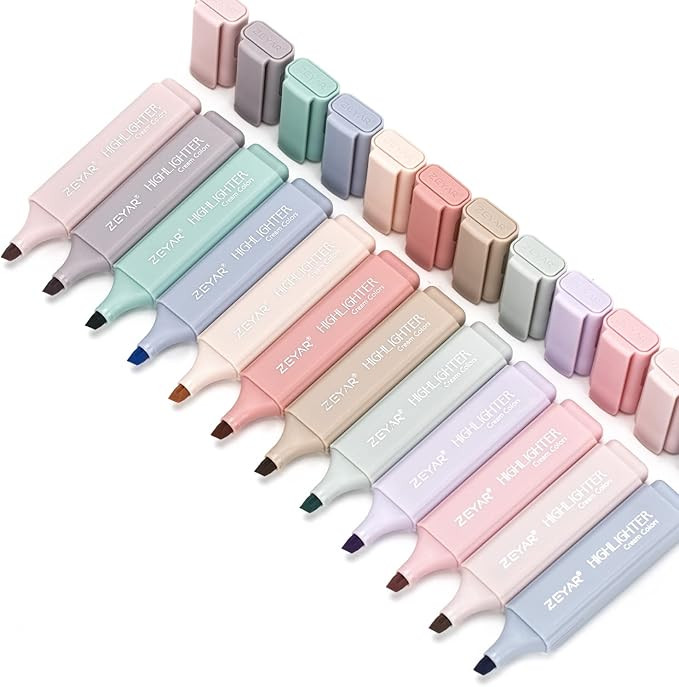 ZEYAR Highlighter Pen, Cream Colors Chisel Tip, Aesthetic Highlighter Marker, Water Based, Quick ... | Amazon (US)