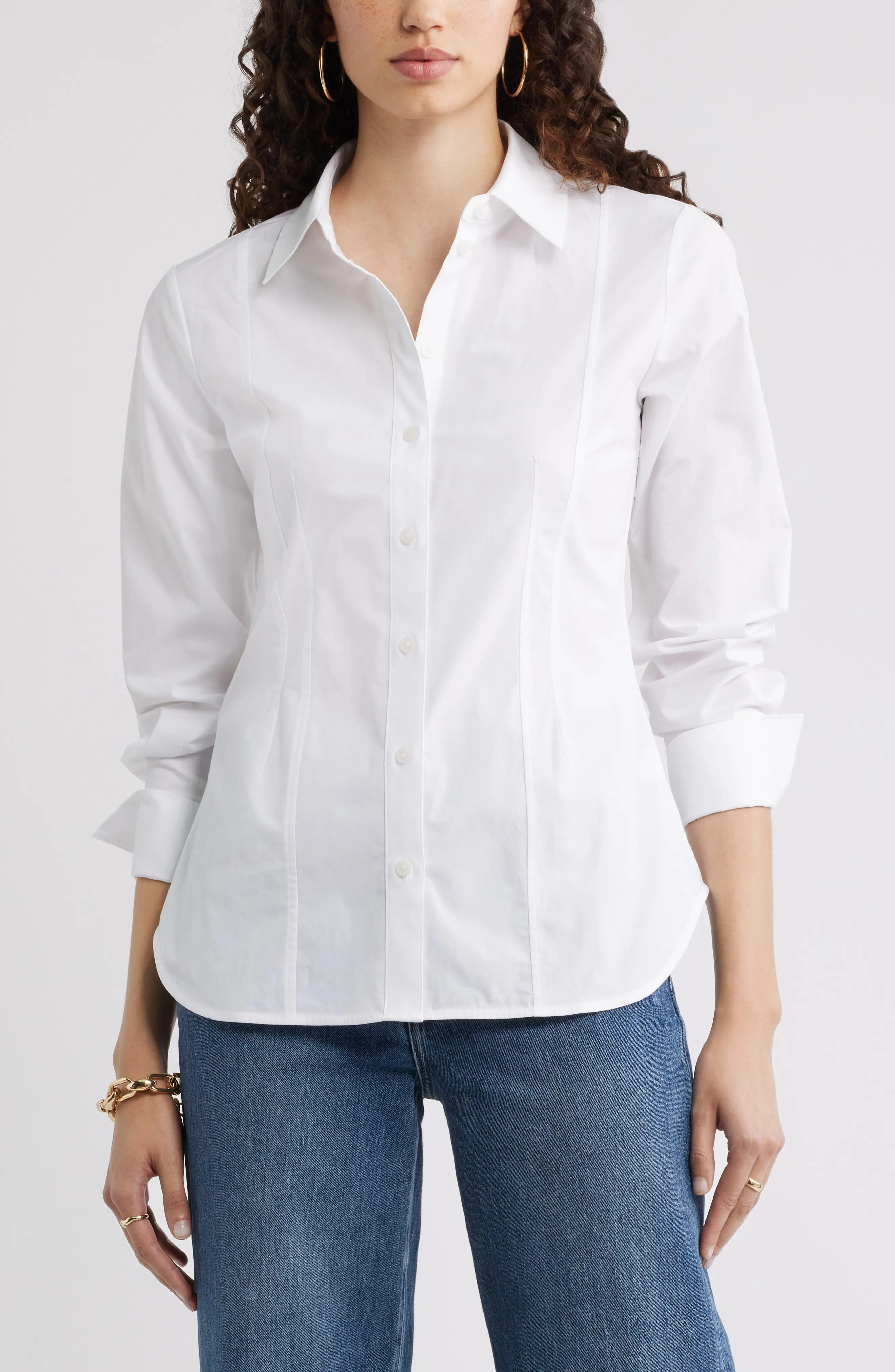 Nordstrom Poplin Waisted Button Down Shirt (Women) | Nordstrom | Nordstrom