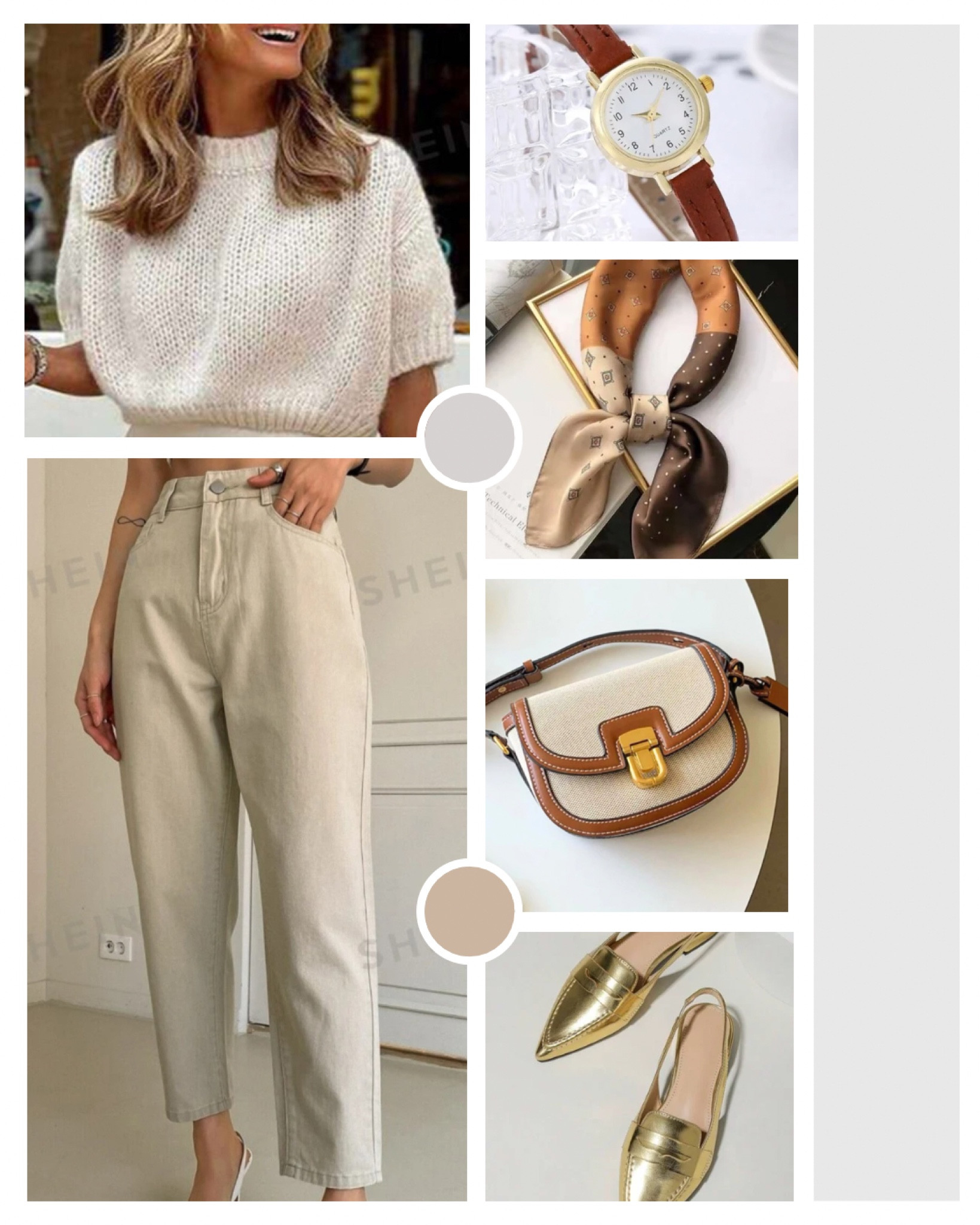 Uma paleta de cores que varia do offwhite ao marrom. ✨ O tricot cropped e a calça jeans offwhite são super versáteis, combinados com os acessórios em tons de bege, marrom e dourado, criam um visual casual chic perfeito para qualquer ocasião! 👜👡 

#CartelaBege #EstiloCasualChic

#LTKlookdetrabalho #LTKdicadeestilo #LTKbrasil