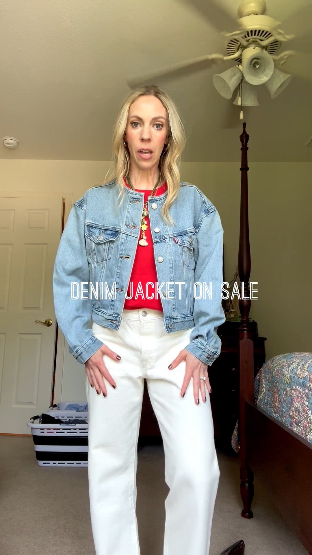 Denim jacket on major sale! Love this cropped fit and collarless style to wear with necklaces and scarves

#LTKSaleAlert #LTKSeasonal #LTKOver40