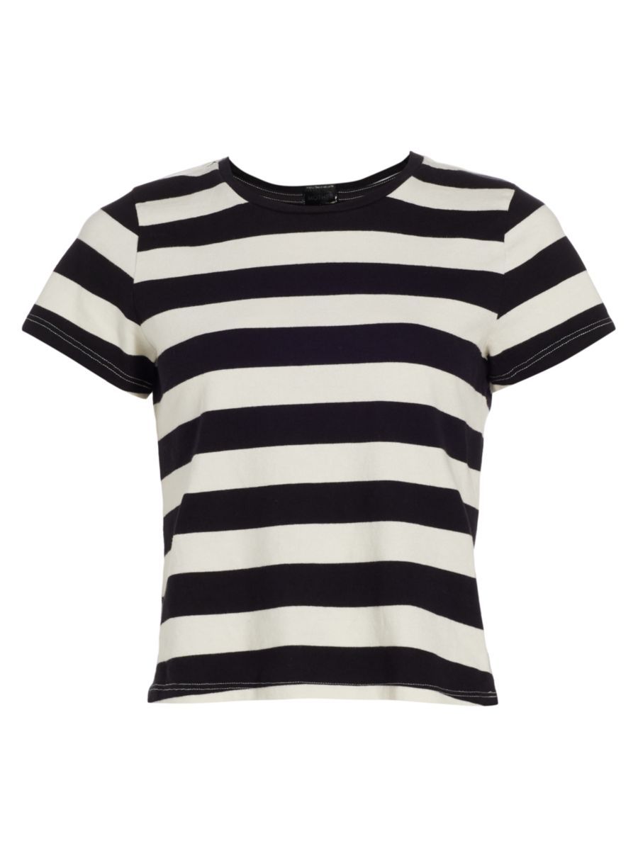 Mother Cropped Itty Bitty Goodie Striped Shirt | Saks Fifth Avenue