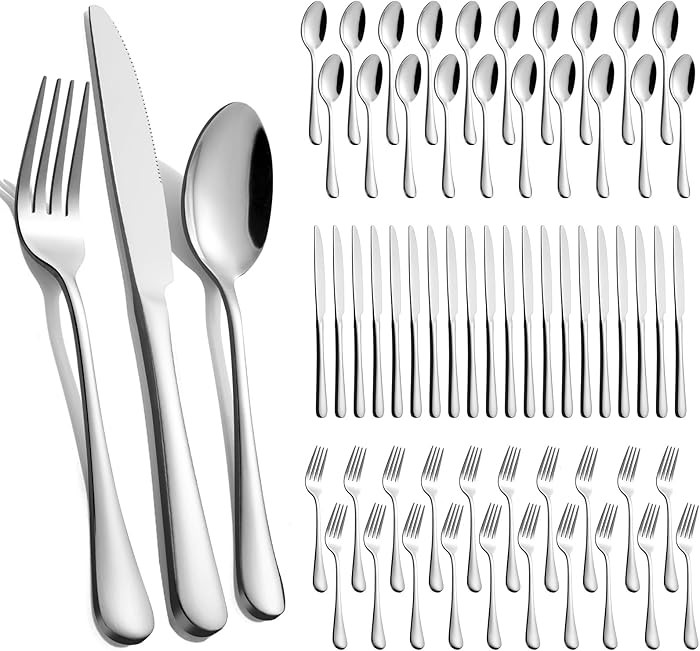 60-Piece Silverware Set for 20 - Stainless Steel Flatware Cutlery Set, Mirror Polished Flatware S... | Amazon (US)