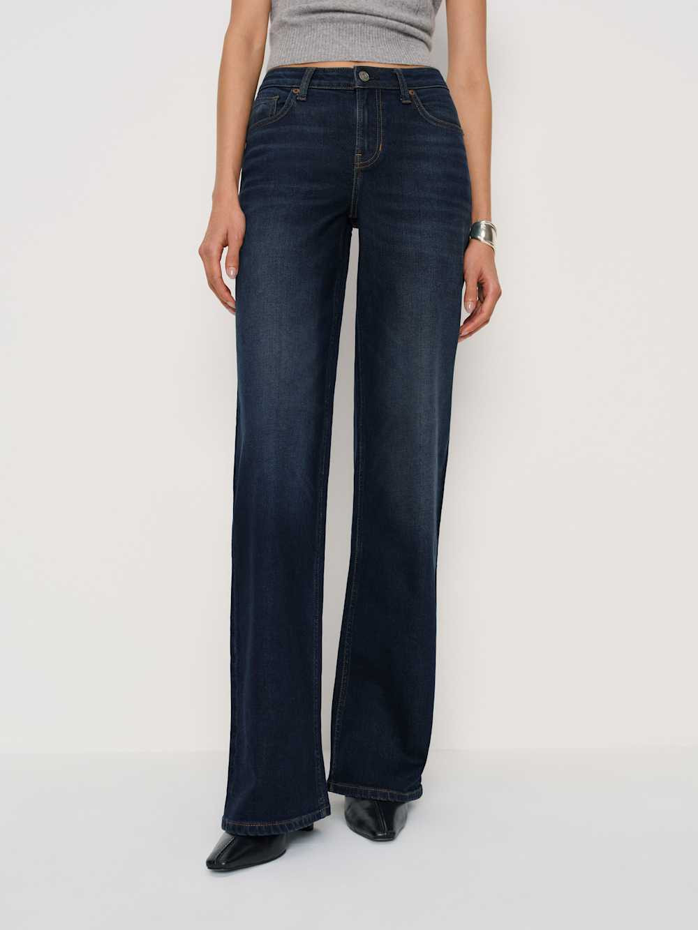 Greta Super Stretch Low Rise Wide Leg Jeans | Reformation (Global)