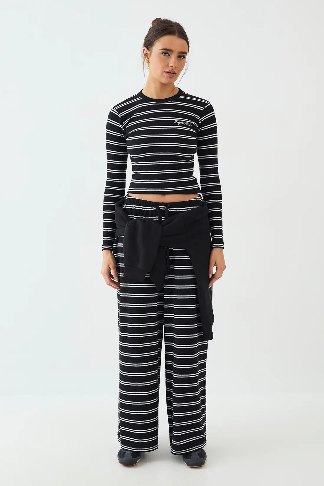 Tops | DSGN Studio Stripe Fitted Long Sleeve Top | DSGN Studio | Boohoo.com (UK & IE)