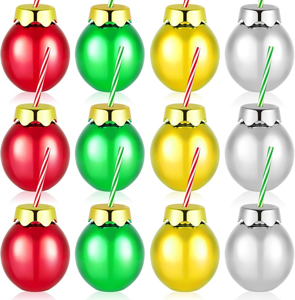 Suclain 12oz Christmas Light Bulb Cups with Lids and Straws Reusable Light Bulb Cups Xmas Ball Sh... | Amazon (US)
