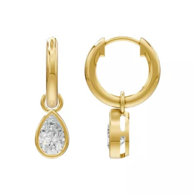 Everyday Icons Lab Created 18K Vermeil Plated 1.08 Ct Pear Lab Grown Diamond Hoop Earrings | Belk