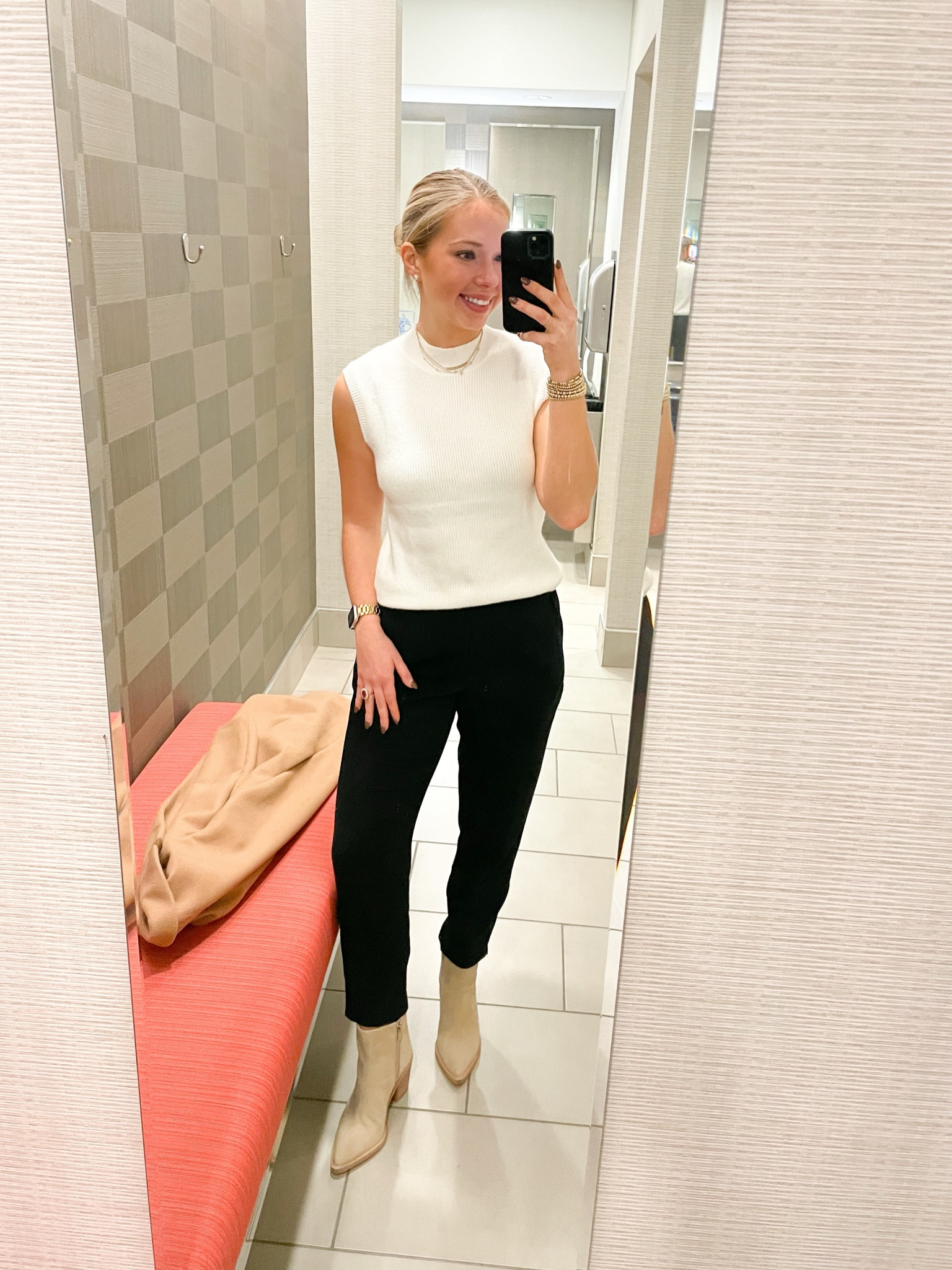 First time wearing these new Vince Camuto booties today to work, and I love them! Super comfortable and cute. This sleeveless sweater is a great Amazon find as well 👏🏼 

#LTKstyletip #LTKFind #LTKsalealert