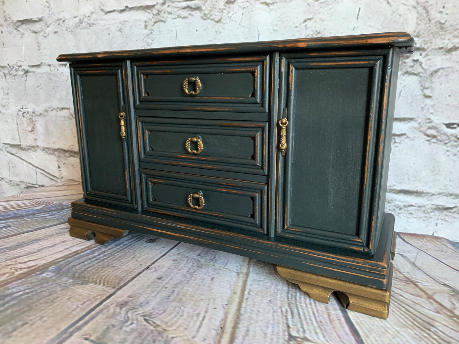 Black Jewelry Box, Large wood box, One of a kind, Vintage upcycle, Dark Academia, Industrial deco... | Etsy (US)