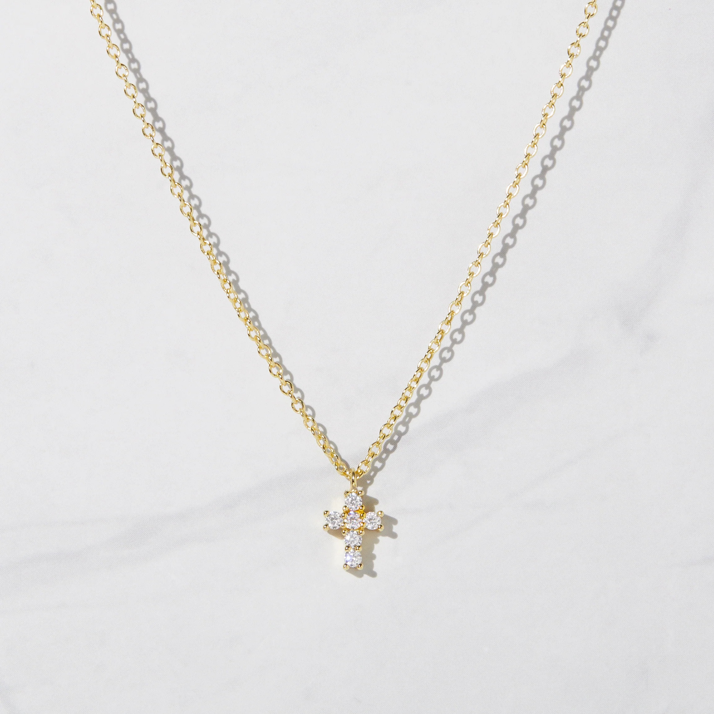 Tiny Dainty Diamond Cross Necklace | Sami Jewels