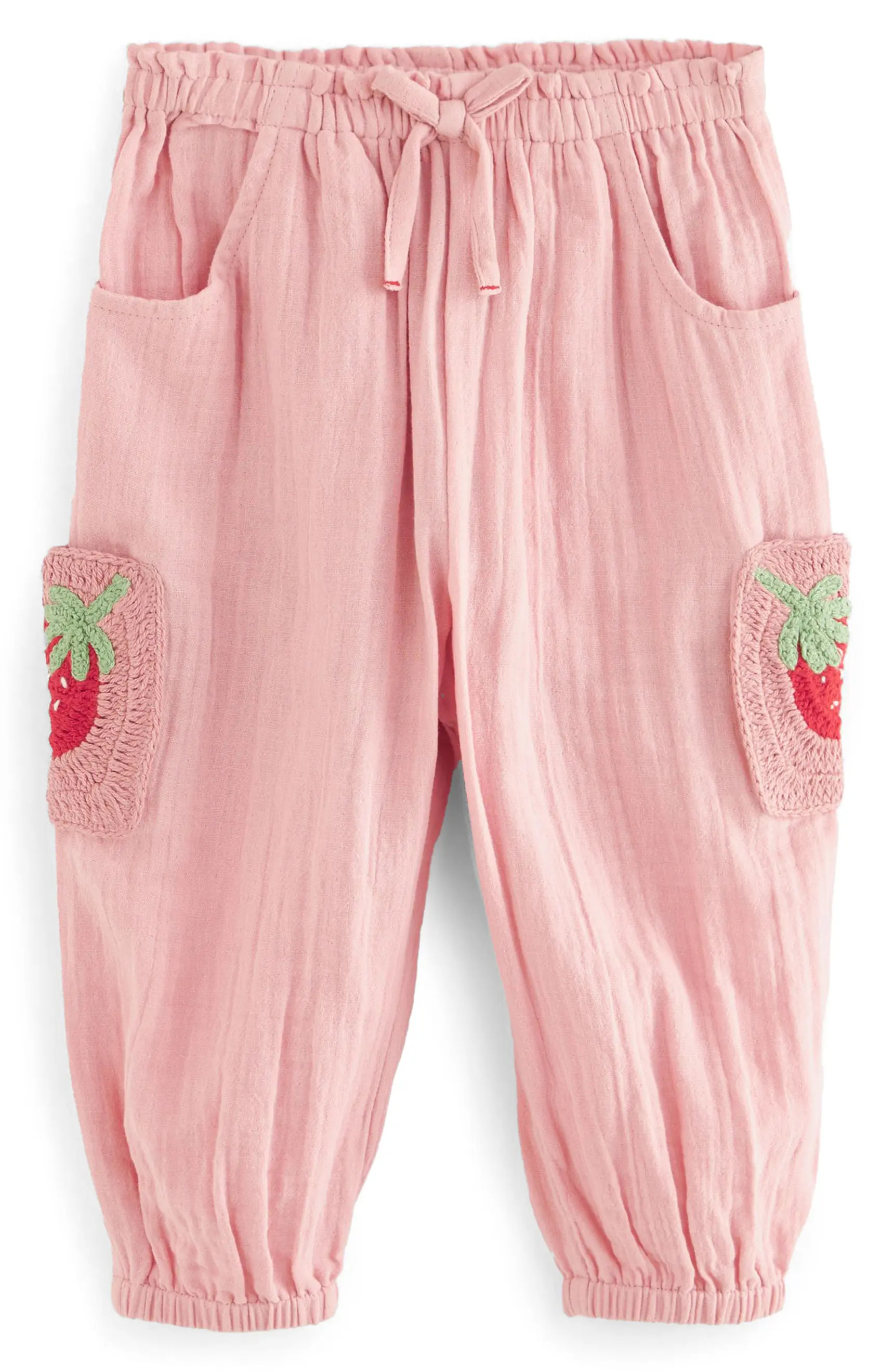NEXT Kids' Strawberry Crochet Accent Cotton Drawstring Pants | Nordstrom | Nordstrom