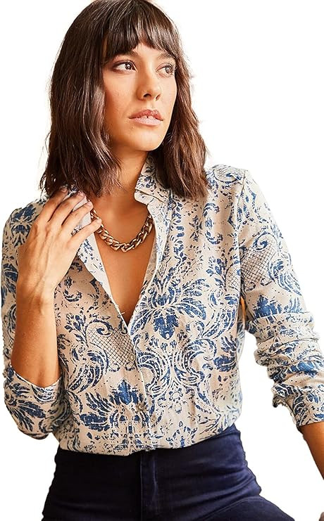 Blouses for Women Fashion, Long Sleeve Button Down Shirts Dressy Casual Tops | Amazon (US)