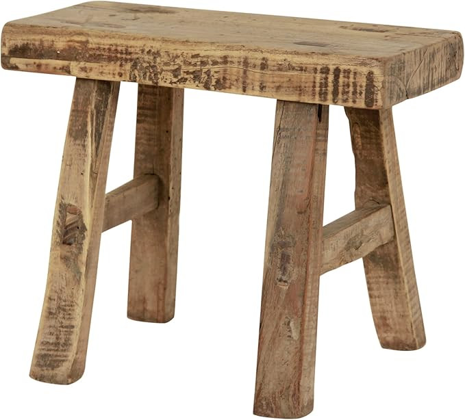Amazon.com : Lily’s Living Living 11" W Rectangular Natural Wood Vintage Mini Stool (AM83740140... | Amazon (US)