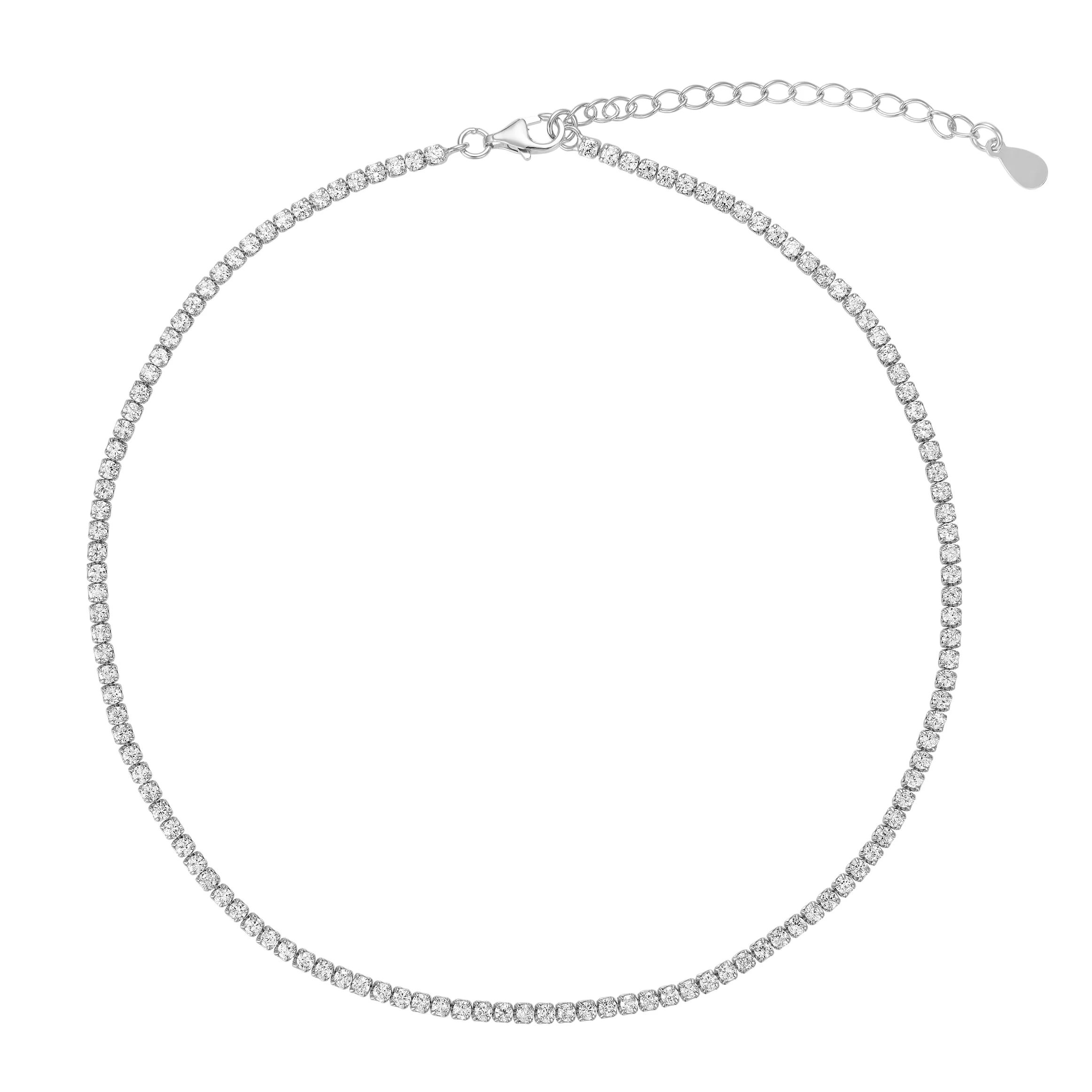 Tennis Necklace - Crystal Stones - Silver | Lola James Jewelry