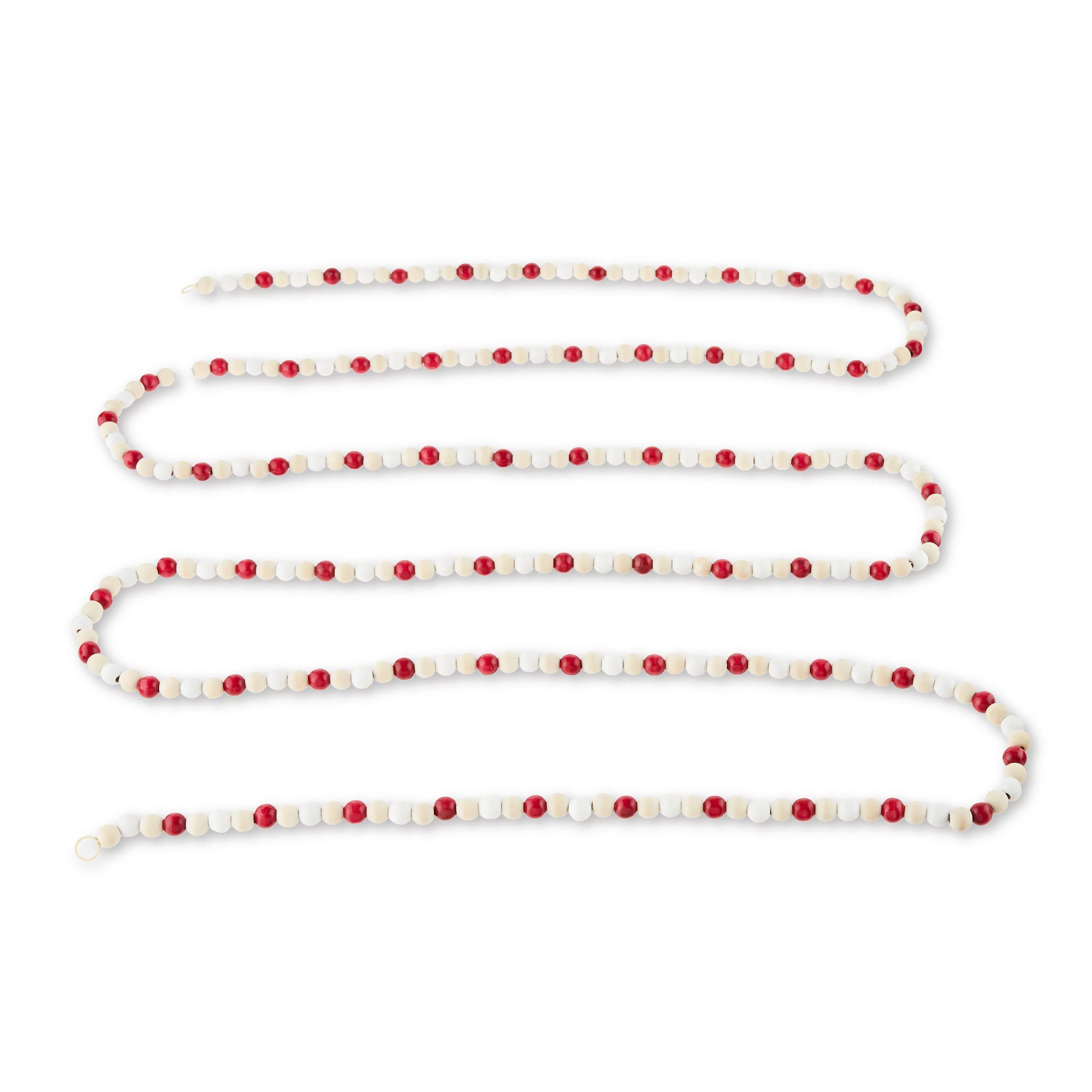 Red, White & Natural Wood Bead Christmas Garland, 12', by Holiday Time | Walmart (US)
