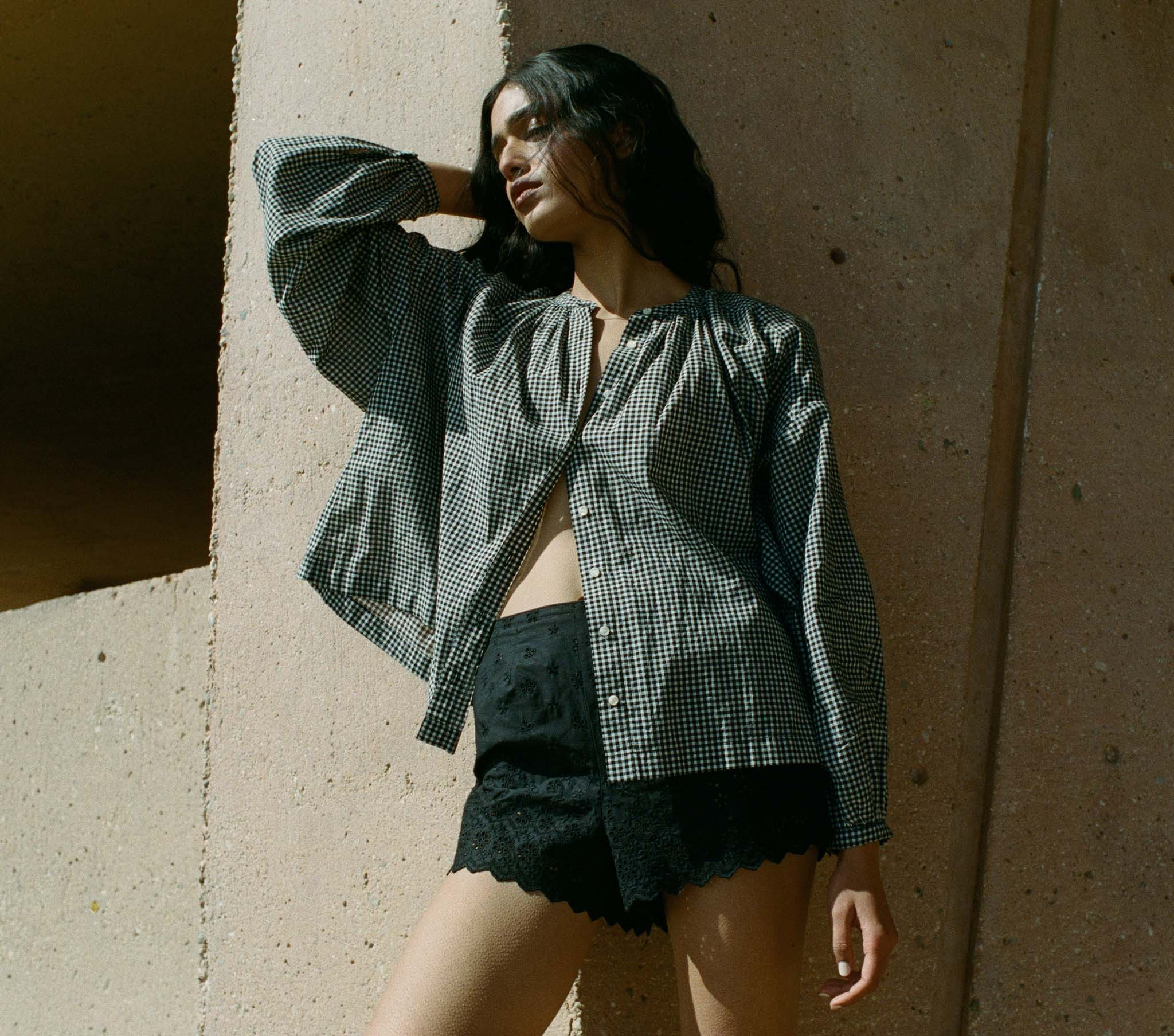 The Jane Blouse - La Maddalena Gingham | DÔEN | DOEN