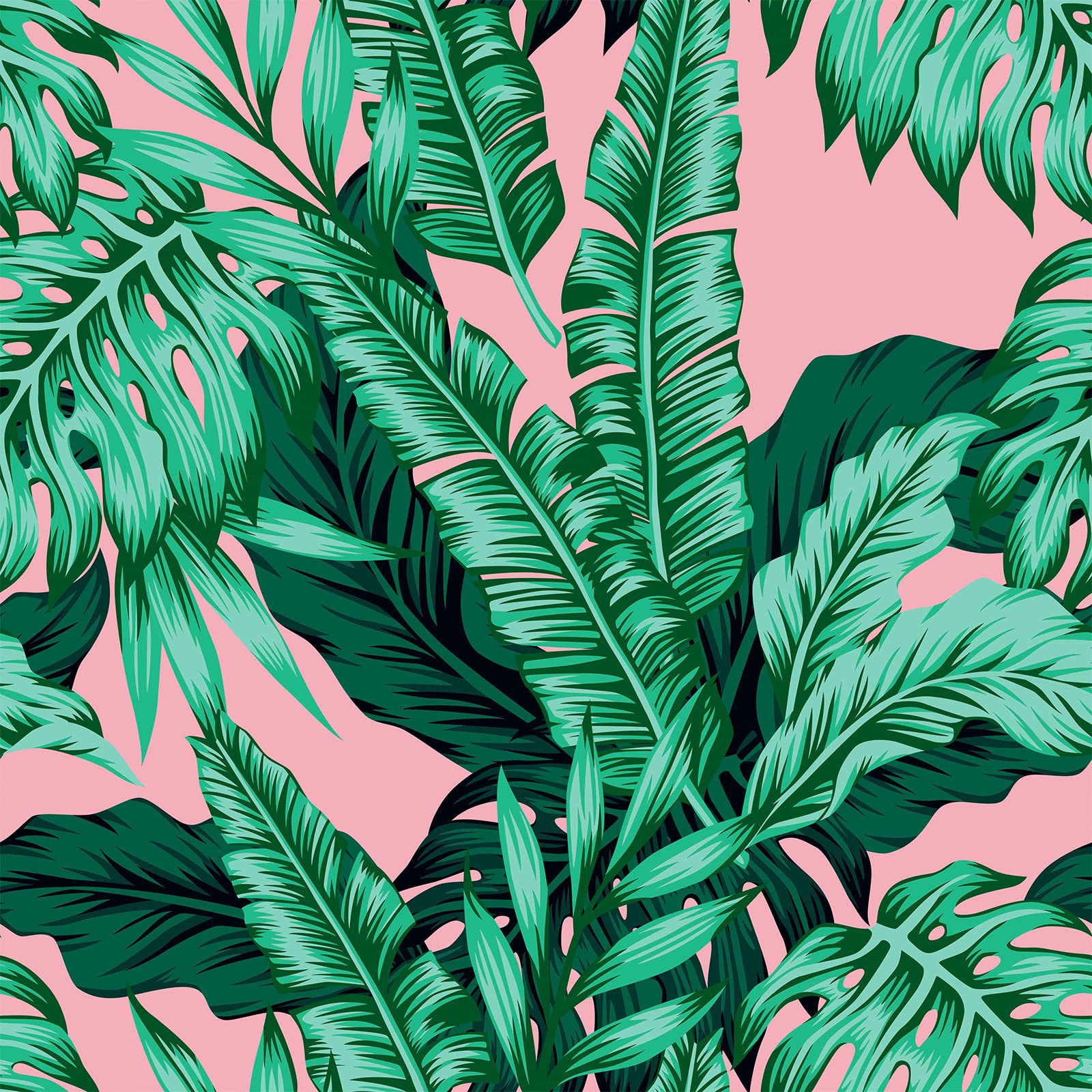 VEELIKE 17.7''x118'' Pink Tropical Peel and Stick Wallpaper - Exotic Palm Leaves Mural, Self Adhe... | Amazon (US)