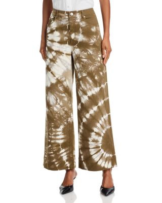 Cinq a Sept Tie Dye Betsy High Rise Wide Leg Jeans in Dark Olive | Bloomingdale's (US)